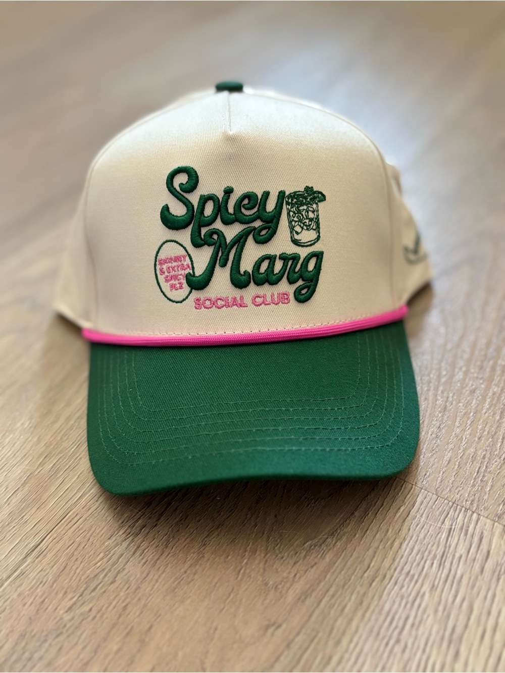 Altar'd State Spicy Marg Social Club Trucker Hat - Cream, Green, Pink